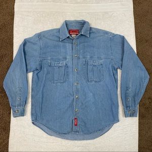 Vintage Marlboro Country Store Men's Denim Button Down Shirt Size Small